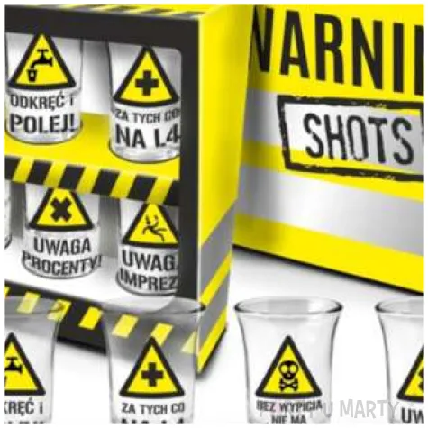 kieliszki do wodki znaki ostrzegawcze bgtech 6 szt
