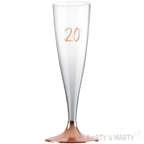 kieliszki jednorazowe 20 urodziny szampan rozowo zlote santex 140ml 6szt