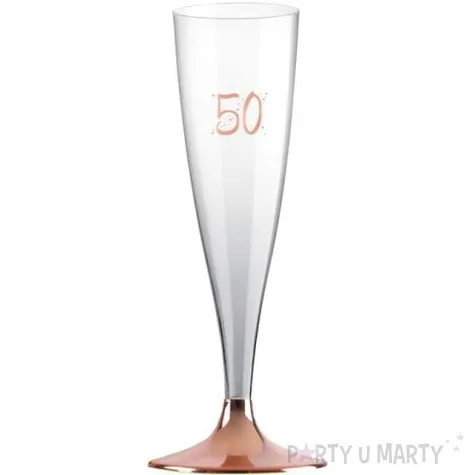 kieliszki jednorazowe 50 urodziny szampan rozowo zlote santex 140ml 6szt