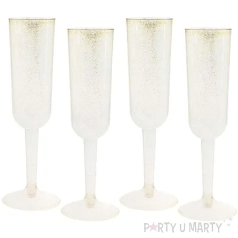 kieliszki jednorazowe szampan brokatowe zloto unique 207ml 4szt