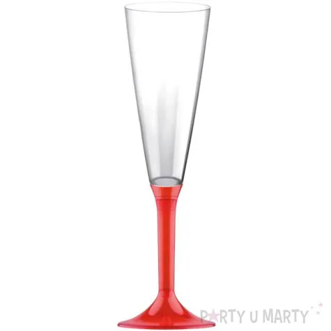 kieliszki jednorazowe szampan long xl czerwone transparent goldplast 160 ml 10 szt