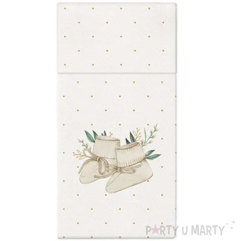 kieszonka na sztucce airlaid chrzest swiety buciki kremowe paw 40 cm 25 szt