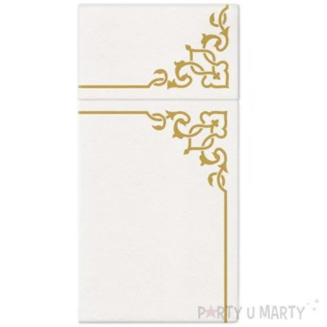 kieszonka na sztucce airlaid elegancki ornament zlota paw 40 cm 25 szt