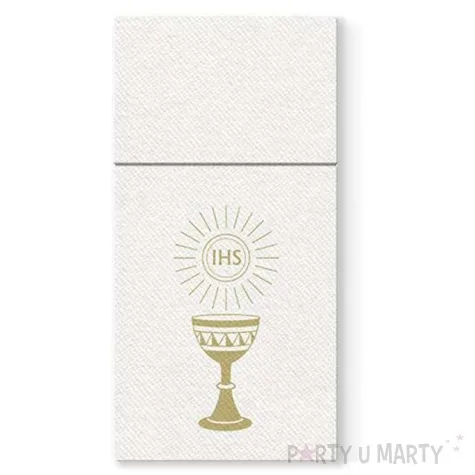 kieszonka na sztucce airlaid komunia hostia zlote paw 40 cm 25 szt