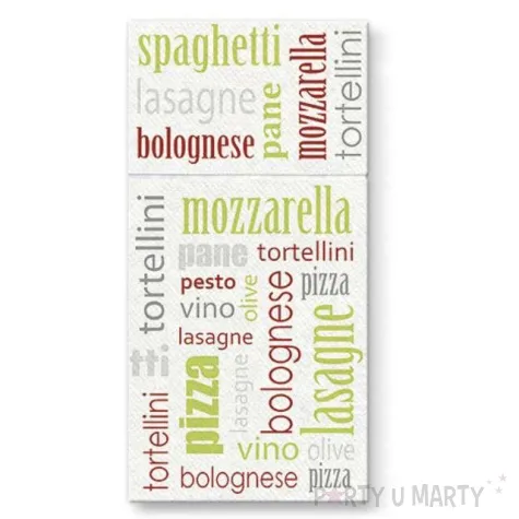 kieszonka na sztucce airlaid wloskie menu zielone paw 40 cm 25 szt