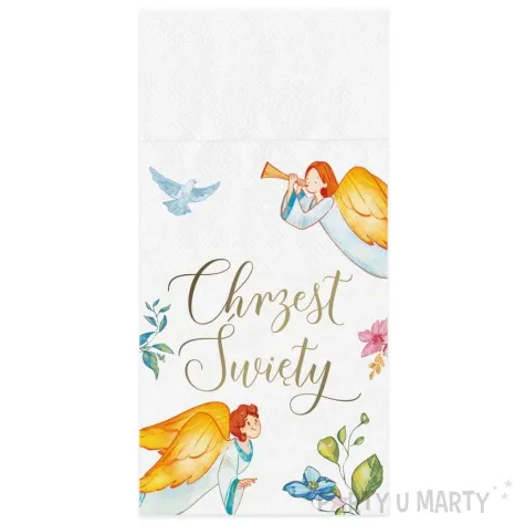 kieszonka na sztucce chrzest swiety anioly golebie partypal 40 cm 16 szt