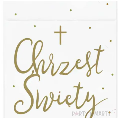 kieszonka na sztucce chrzest swiety kropki zloty partydeco 10 x 20 cm 6 szt