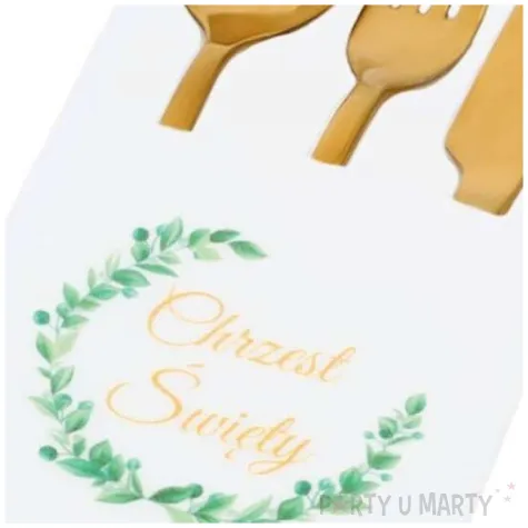 kieszonka na sztucce chrzest swiety listki bialy partycollection 20 szt