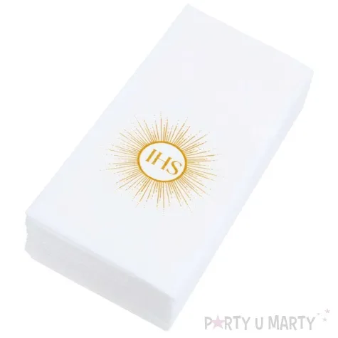 kieszonka na sztucce komunia swieta ihs hostia bialo zloty czakos 20 x 10 cm 20 szt