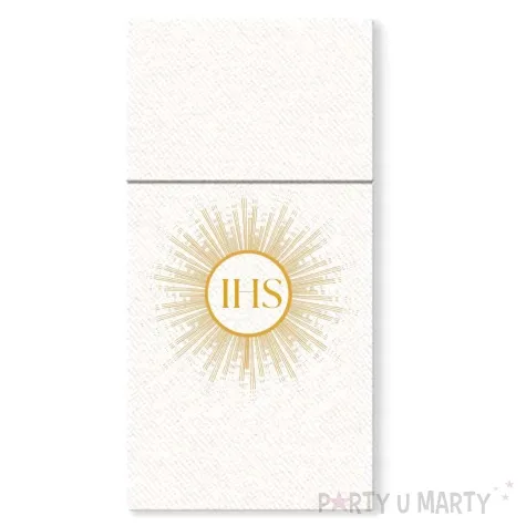 kieszonka na sztucce komunia swieta ihs hostia bialo zloty czakos 20 x 10 cm 20 szt