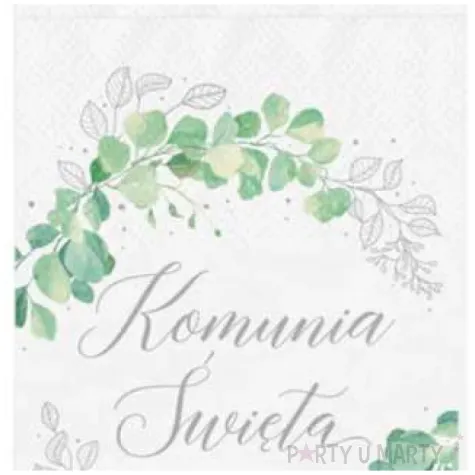 kieszonka na sztucce komunia swieta srebrny eukaliptus partypal 40 cm 16 szt