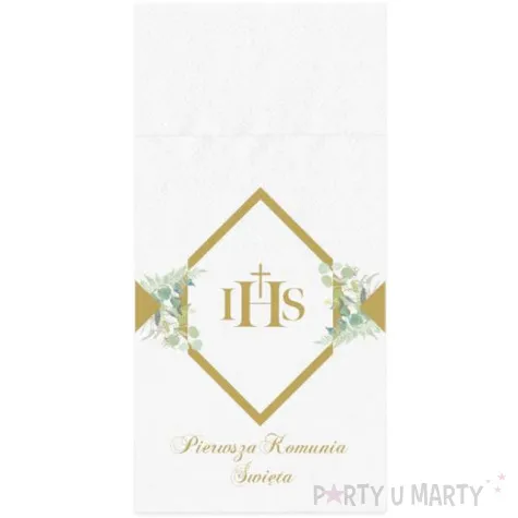 kieszonki na sztucce komunia swieta ihs eukaliptus partypal 40 cm 16 szt