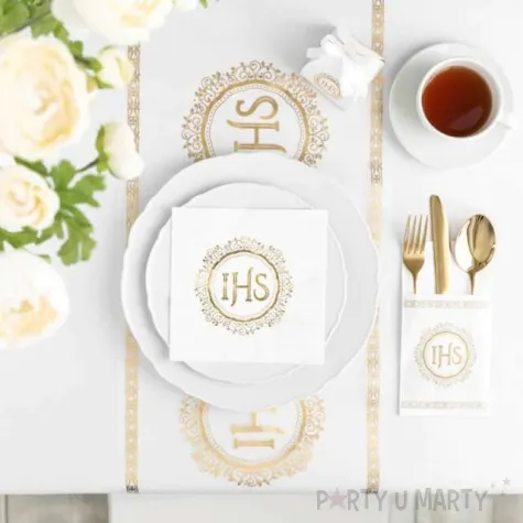 kieszonki na sztucce komunia swieta ihs ornament partypal 20 cm 16 szt