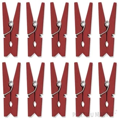 klamerki drewniane 3 5 cm czerwone 10 szt