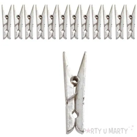 klamerki drewniane 3 5 cm srebrne lakierowane santex 12 szt