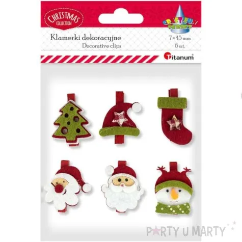 klamerki drewniane boze narodzenie titanum 6 szt