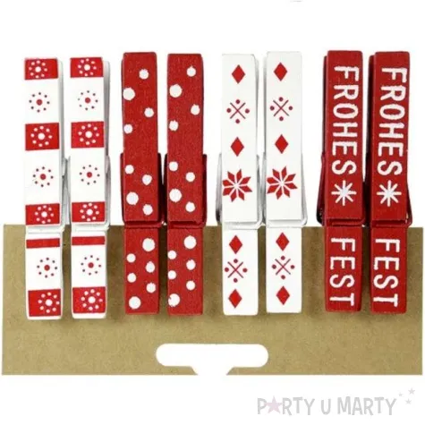 klamerki drewniane swiateczne titanum 8 szt