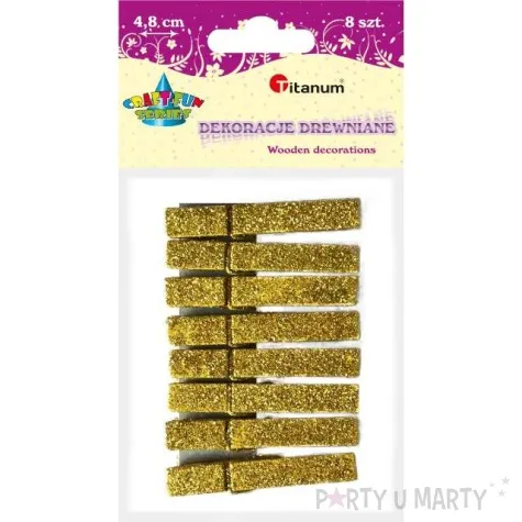 klamerki ozdobne brokatowe zlote titanum 8 szt