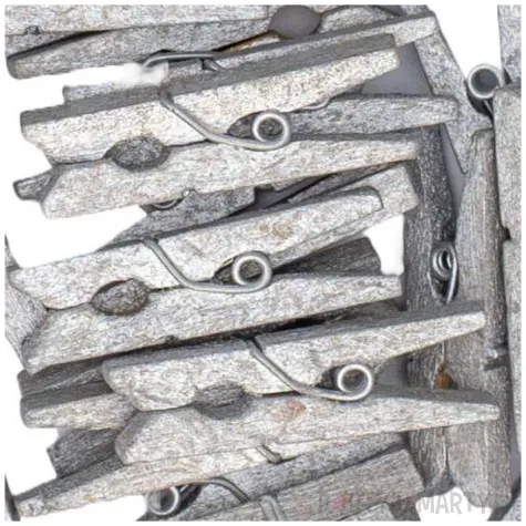 klamerki ozdobne drewniane metaliczne srebrny aliga 25 szt 3 cm