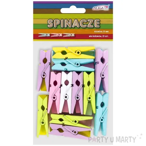 klamerki ozdobne drewniane pastelowe mix aliga 25 szt 3 5 cm