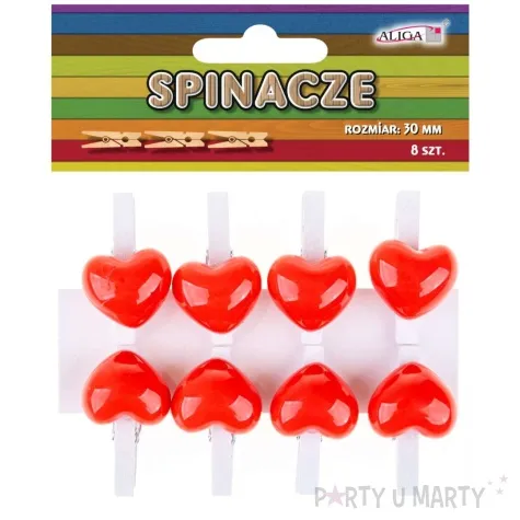 klamerki ozdobne drewniane serduszka aliga 8 szt 3 cm