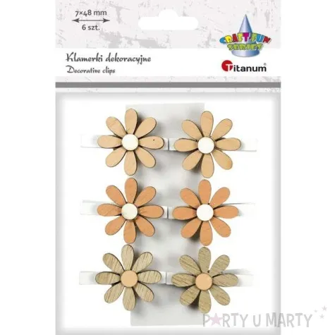 klamerki ozdobne pastelowe kwiatki titanum 6 szt
