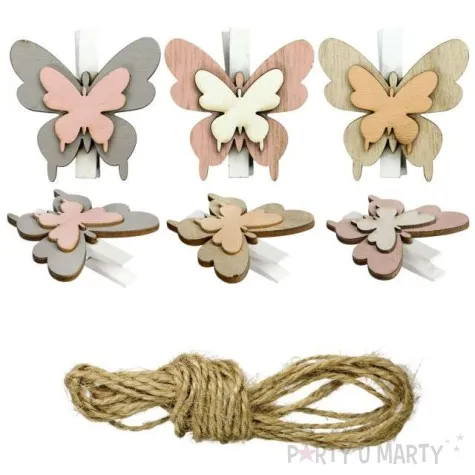 klamerki ozdobne pastelowe motylki titanum 6 szt