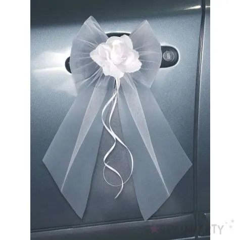 kokardka z rozyczka biala 2 szt