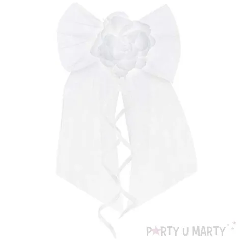 kokardka z rozyczka biala 2 szt