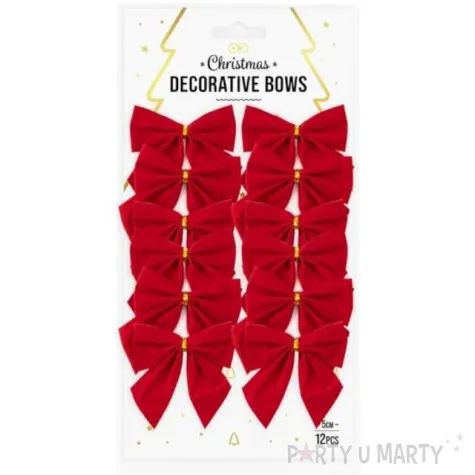 kokardki dekoracyjne na prezent czerwone partypal 12 szt