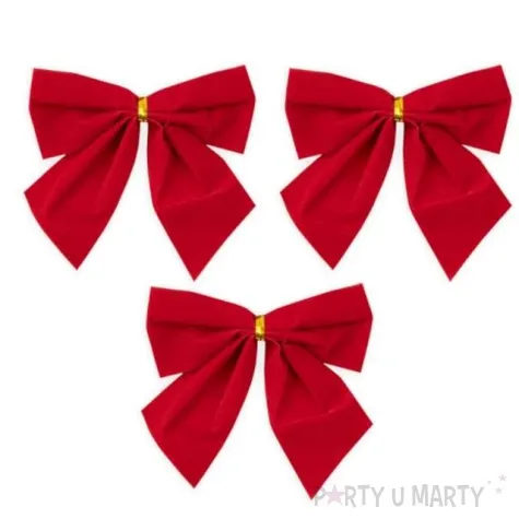 kokardki dekoracyjne na prezent czerwone partypal 3 szt