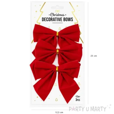 kokardki dekoracyjne na prezent czerwone partypal 3 szt
