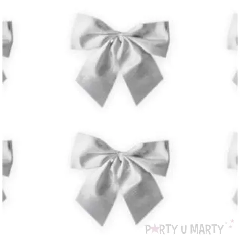 kokardki dekoracyjne na prezent srebrne partypal 12 szt