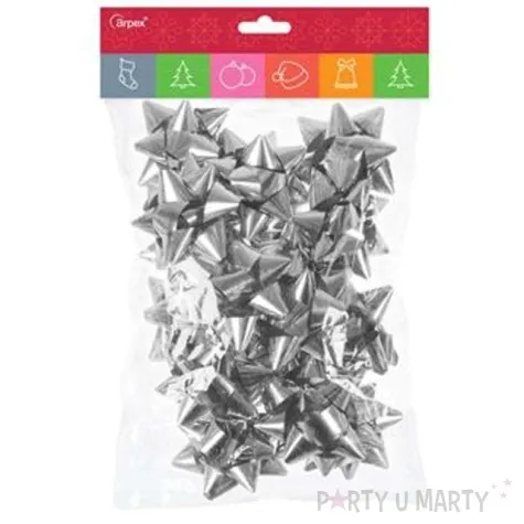 kokardki do prezentow classic metalic srebrne 16 szt arpex