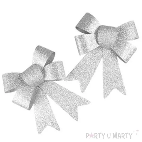 kokardki do prezentow classic srebrny brokatowy 2 szt arpex