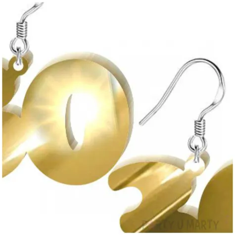 kolczyki 30 urodziny zloty lustrzany 38x25 mm