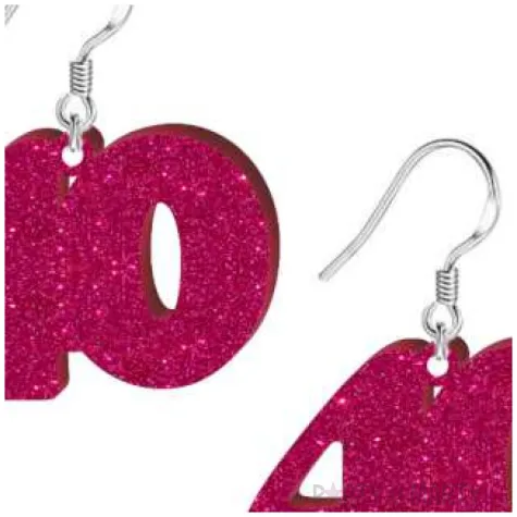 kolczyki 40 urodziny rozowy brokat 38x25 mm