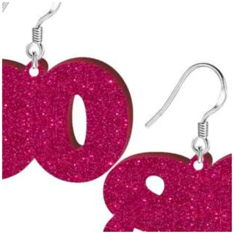 kolczyki 80 urodziny rozowy brokat 38x25 mm