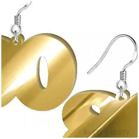 kolczyki 80 urodziny zloty lustrzany 38 x 25 mm