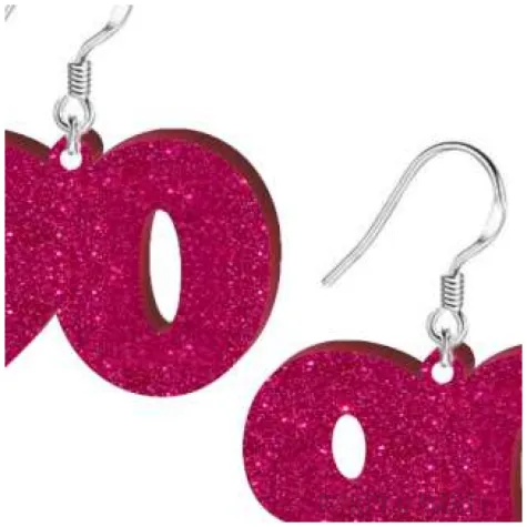 kolczyki 90 urodziny rozowy brokat 38x25 mm