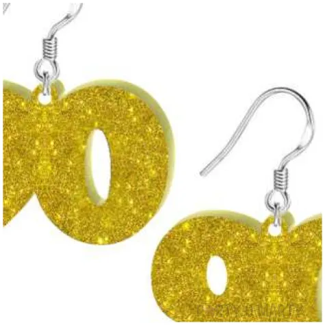 kolczyki 90 urodziny zloty brokat 38x25 mm