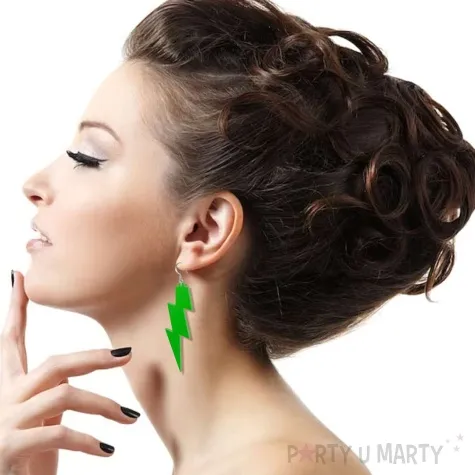 kolczyki blyskawice classic zielone 20x70 mm