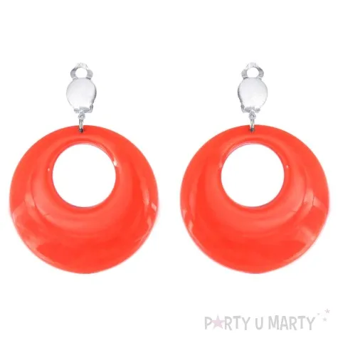 kolczyki blyskawice neonowe na klipsie pomaranczowy 4 5 cm