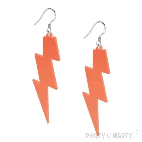 kolczyki blyskawice neonowe pomaranczowe 20x70 mm