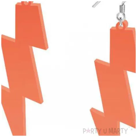 kolczyki blyskawice neonowe pomaranczowe 20x70 mm