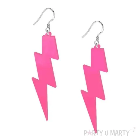 kolczyki blyskawice neonowe rozowe 20x70 mm