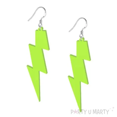 kolczyki blyskawice neonowe zielone 20x70 mm