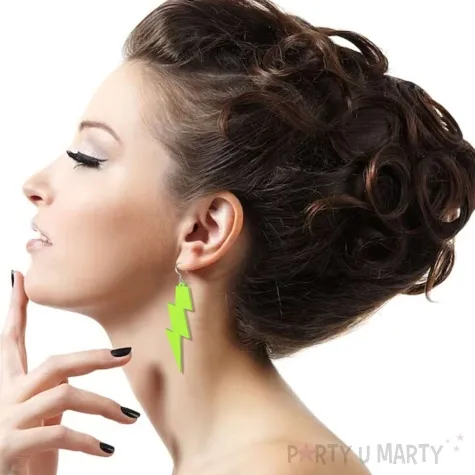 kolczyki blyskawice neonowe zielone 20x70 mm