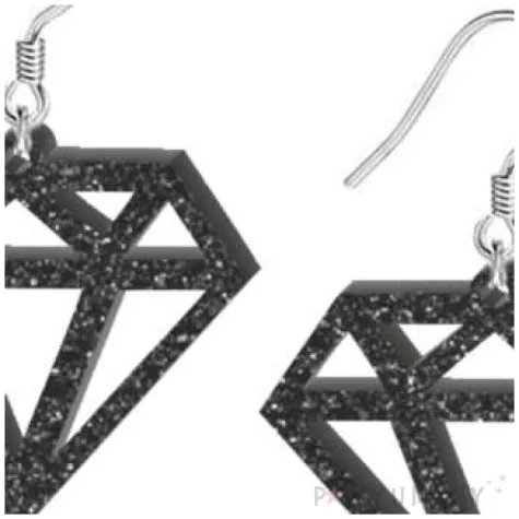 kolczyki diamenty czarny brokat 35x30 mm