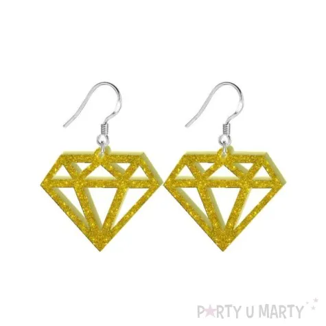 kolczyki diamenty zloty brokat 35x30 mm